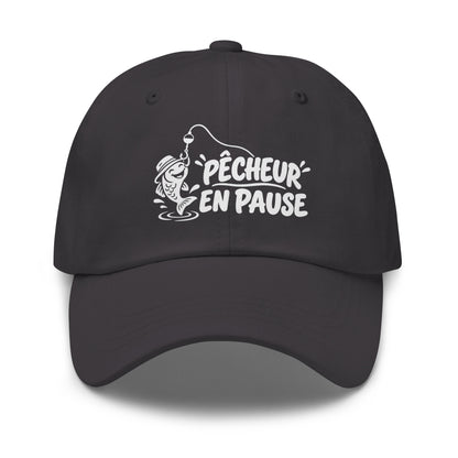 Casquette Baseball, brodée « Pêcheur en pause », en Gris Foncé, vue de face, image 19