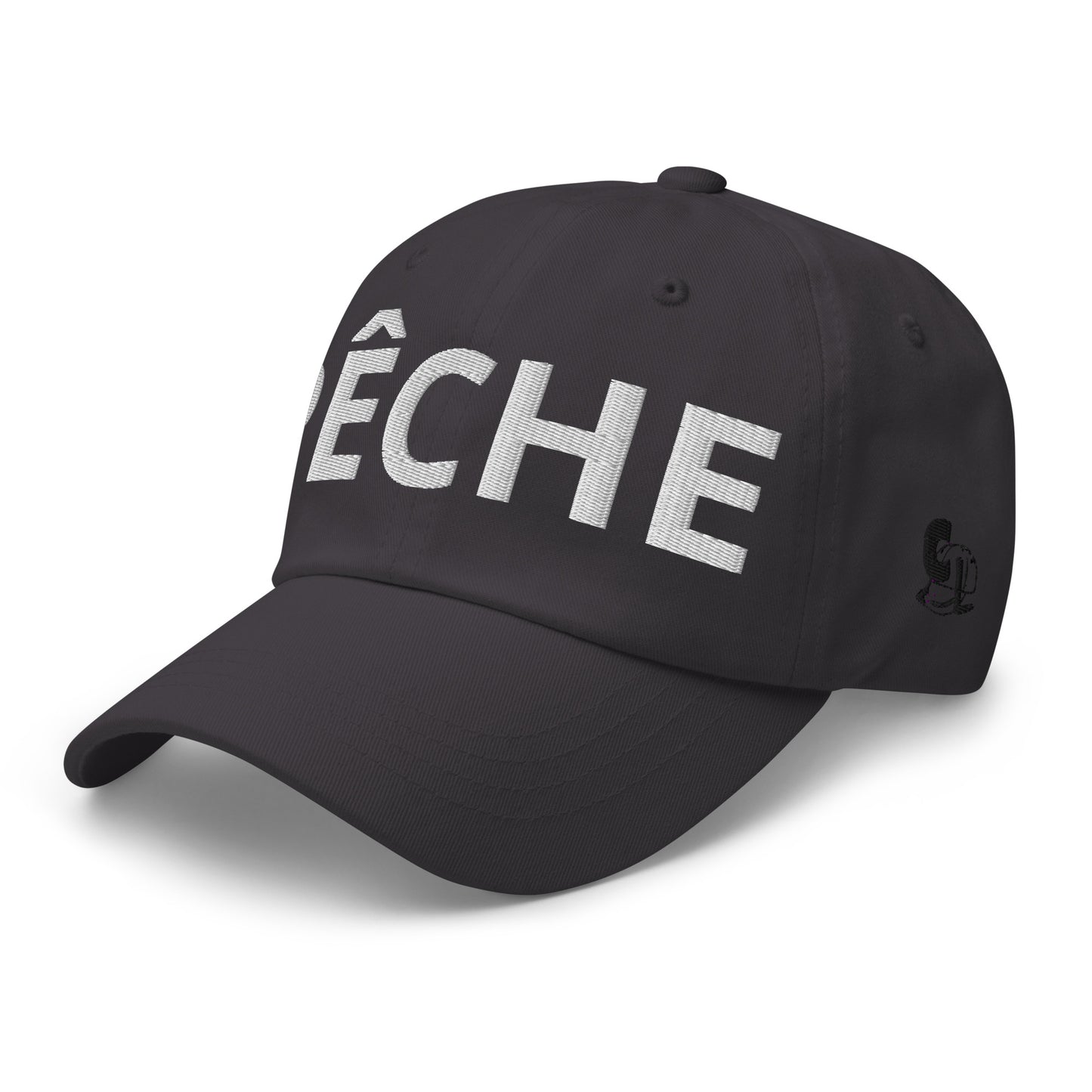 Casquette Baseball, brodée « Pêche », en Gris Foncé, vue de trois quarts, image 28