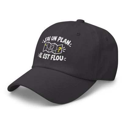 Casquette Baseball, brodée « J'ai un plan, il est flou », en Gris Foncé, vue de trois quarts, image 22
