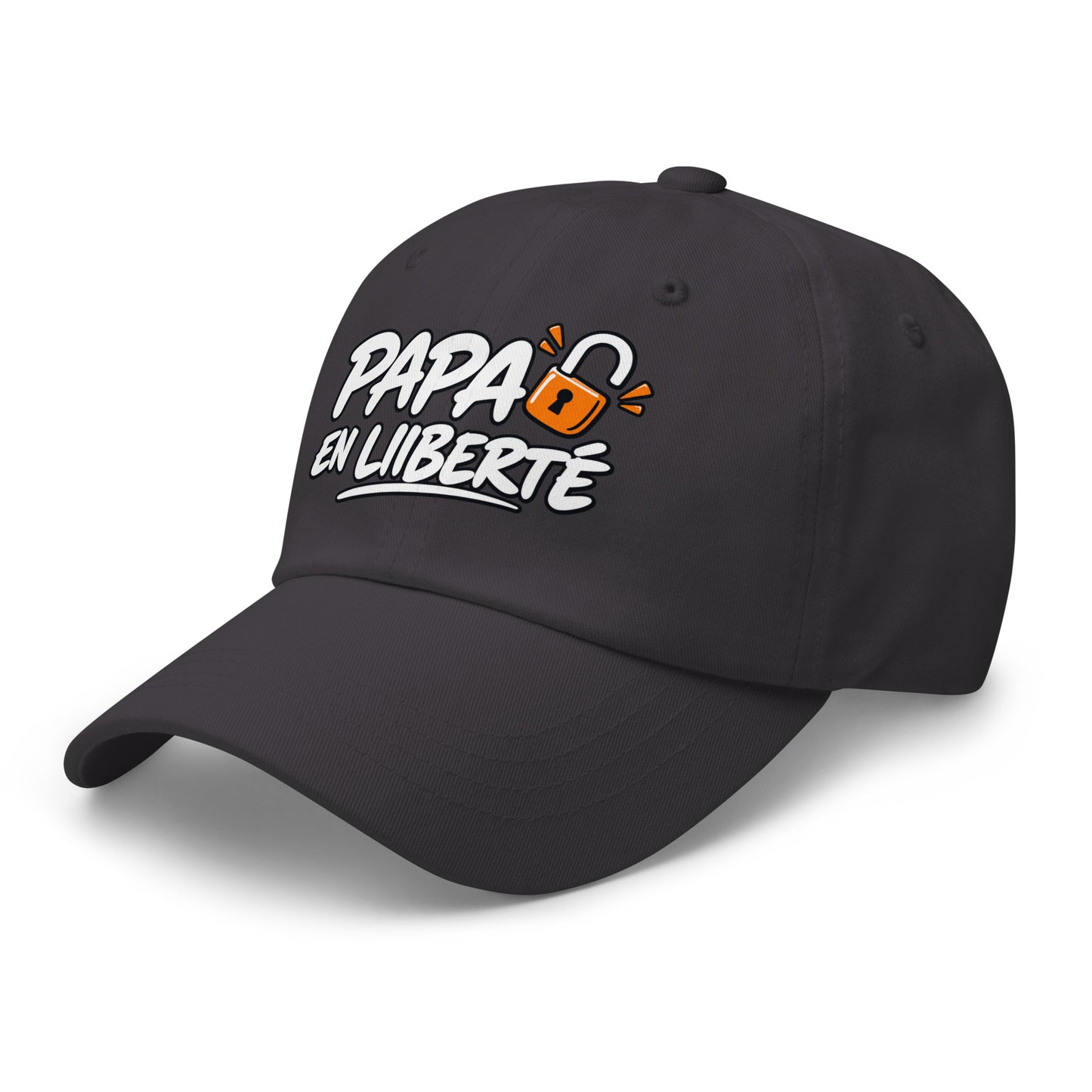 Casquette Baseball, brodée « Papa en liberté », en Gris Foncé, vue de trois quarts, image 21