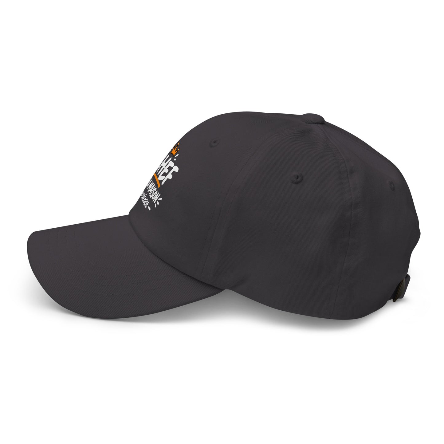 Casquette Baseball, brodée « Chef à la maison, en théorie », en Gris Foncé, vue de côté, image 23