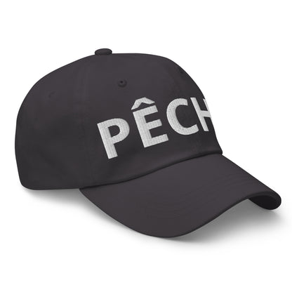 Casquette Baseball, brodée « Pêche », en Gris Foncé, vue de trois quarts, image 26