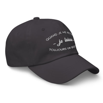 Casquette Baseball, brodée « Quand je me retire, je laisse toujours un gros vide », en Gris Foncé, vue de trois quarts, image 26