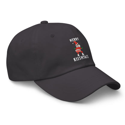 Casquette Baseball, brodée « Merry kiss my ass », en Gris Foncé, vue de trois quarts, image 23