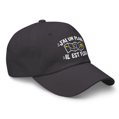 Casquette Baseball, brodée « J'ai un plan, il est flou », en Gris Foncé, vue de trois quarts, image 24