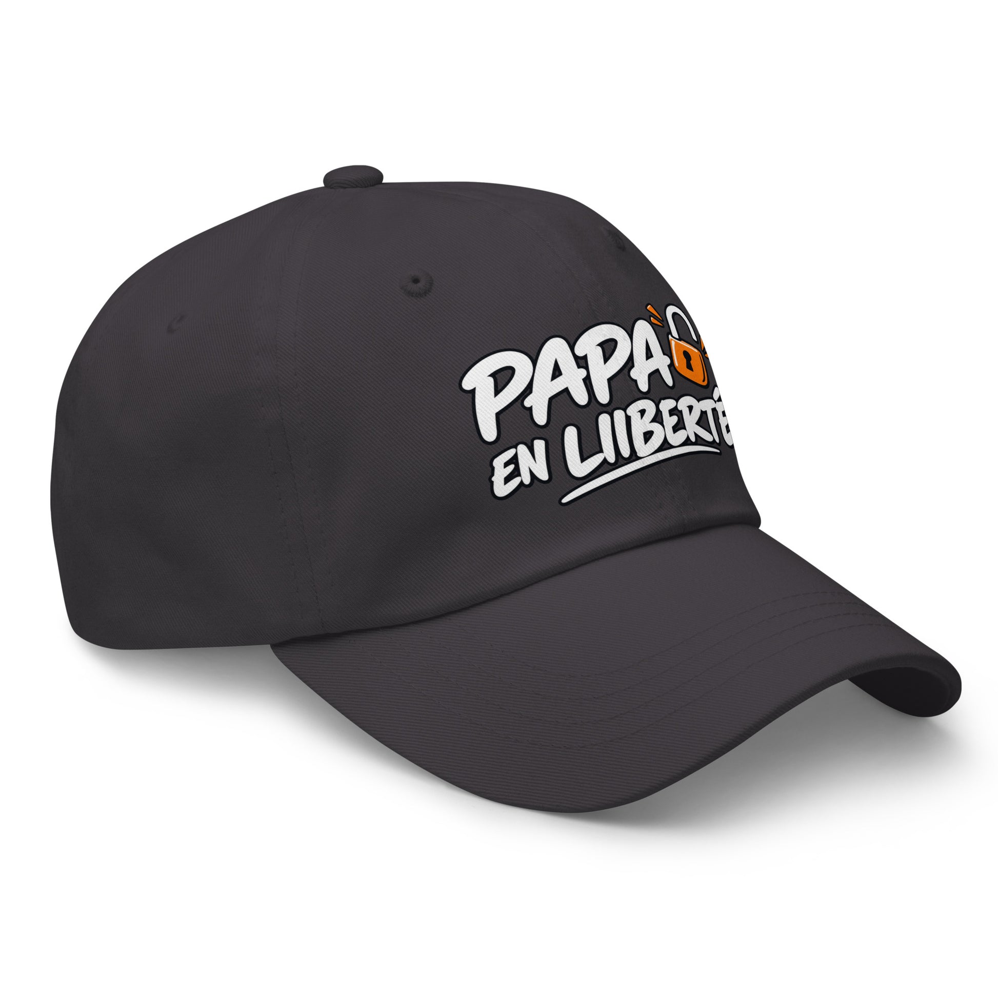 Casquette Baseball, brodée « Papa en liberté », en Gris Foncé, vue de trois quarts, image 23