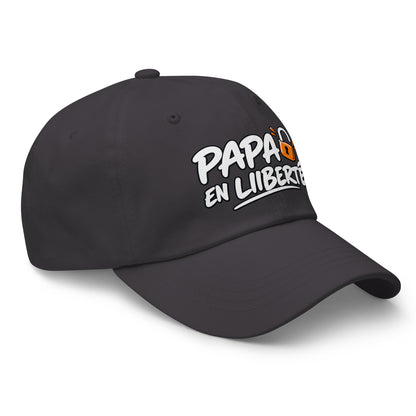 Casquette Baseball, brodée « Papa en liberté », en Gris Foncé, vue de trois quarts, image 23