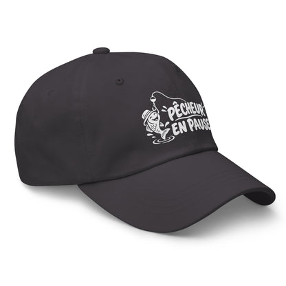 Casquette Baseball, brodée « Pêcheur en pause », en Gris Foncé, vue de trois quarts, image 23