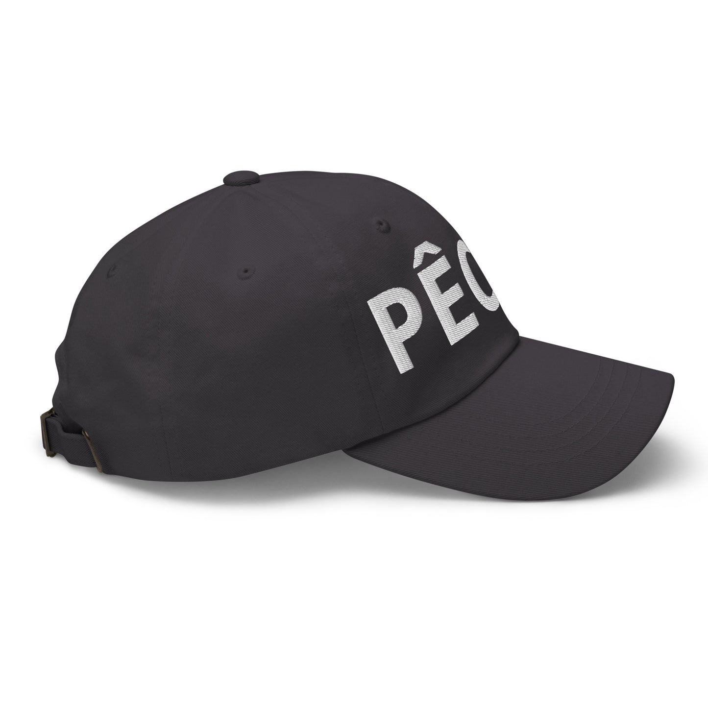 Casquette Baseball, brodée « Pêche », en Gris Foncé, vue de côté, image 25