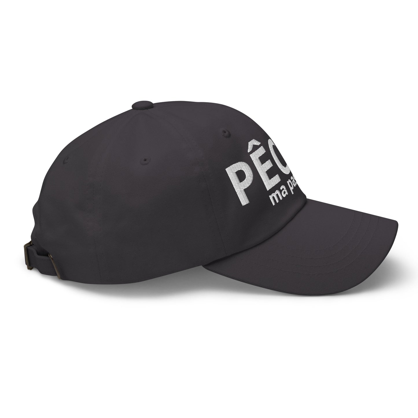 Casquette Baseball, brodée « Pêche ma passion », en Gris Foncé, vue de côté, image 26