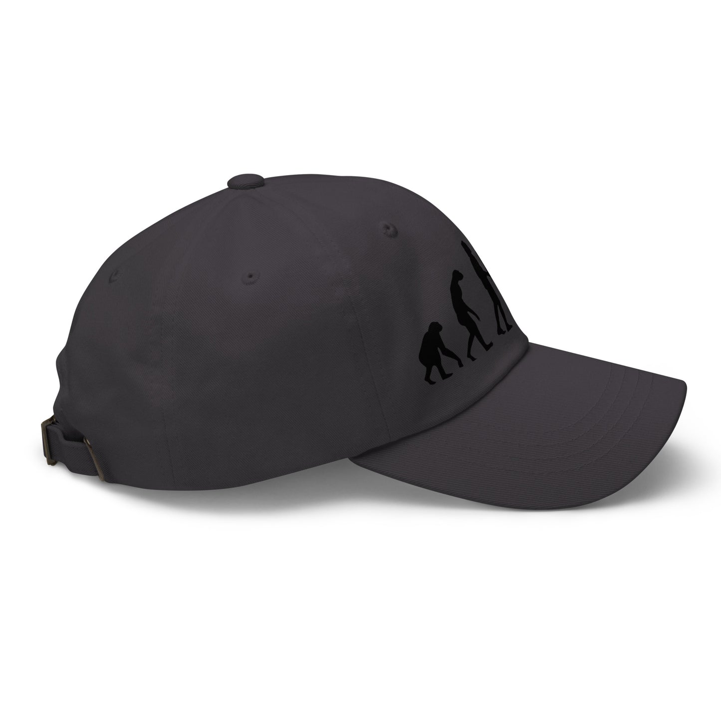 Casquette Baseball, brodée « Evolution de l'homme jusqu'à un guitariste », en Gris Foncé, vue de côté, image 36