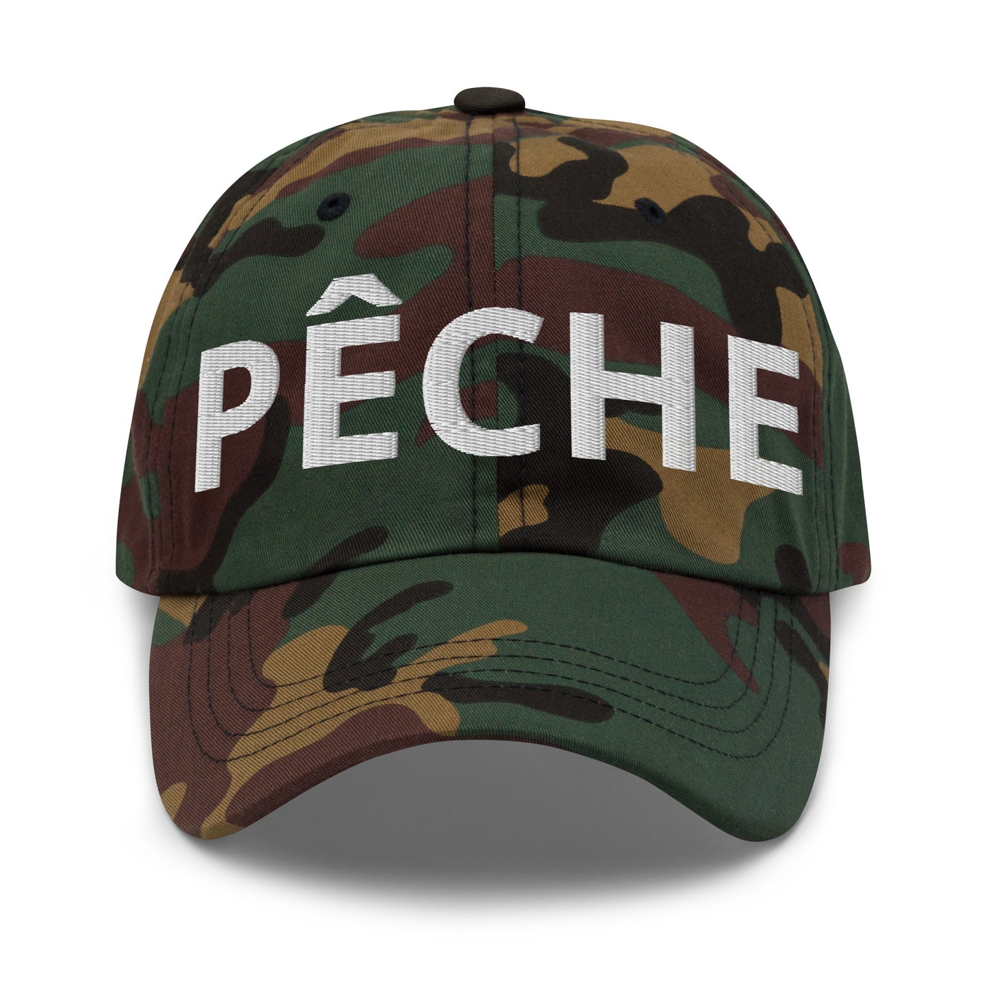 Casquette Baseball, brodée « Pêche », en Camouflage Vert, vue de face, image 30