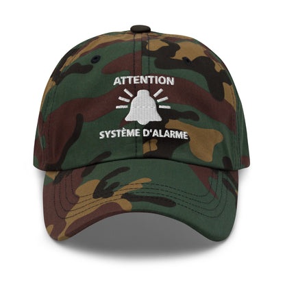 Casquette Baseball, brodée « Attention, système d'alarme », en Camouflage Vert, vue de face, image 5