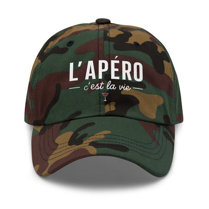 Casquette Baseball, brodée « L'apéro c'est la vie », en Camouflage Vert, vue de face, image 26