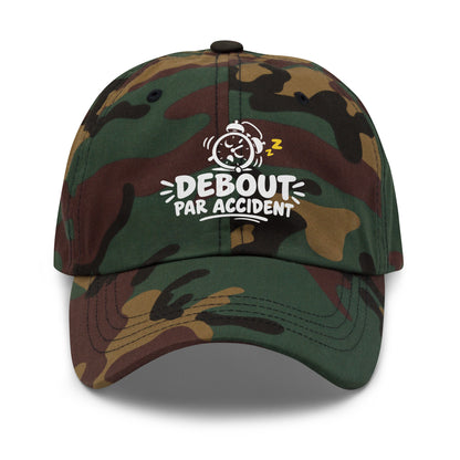 Casquette Baseball, brodée « Debout par accident », en Camouflage Vert, vue de face, image 26