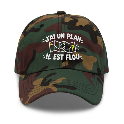 Casquette Baseball, brodée « J'ai un plan, il est flou », en Camouflage Vert, vue de face, image 26