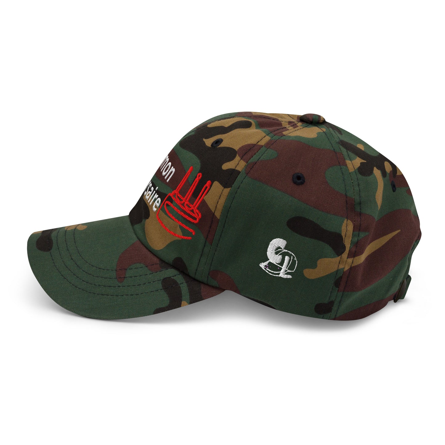 Casquette Baseball, brodée « C'est mon anniversaire », en Camouflage Vert, vue de côté, image 32