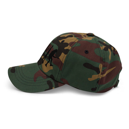 Casquette Baseball, brodée « Evolution de l'homme jusqu'à un guitariste », en Camouflage Vert, vue de côté, image 39