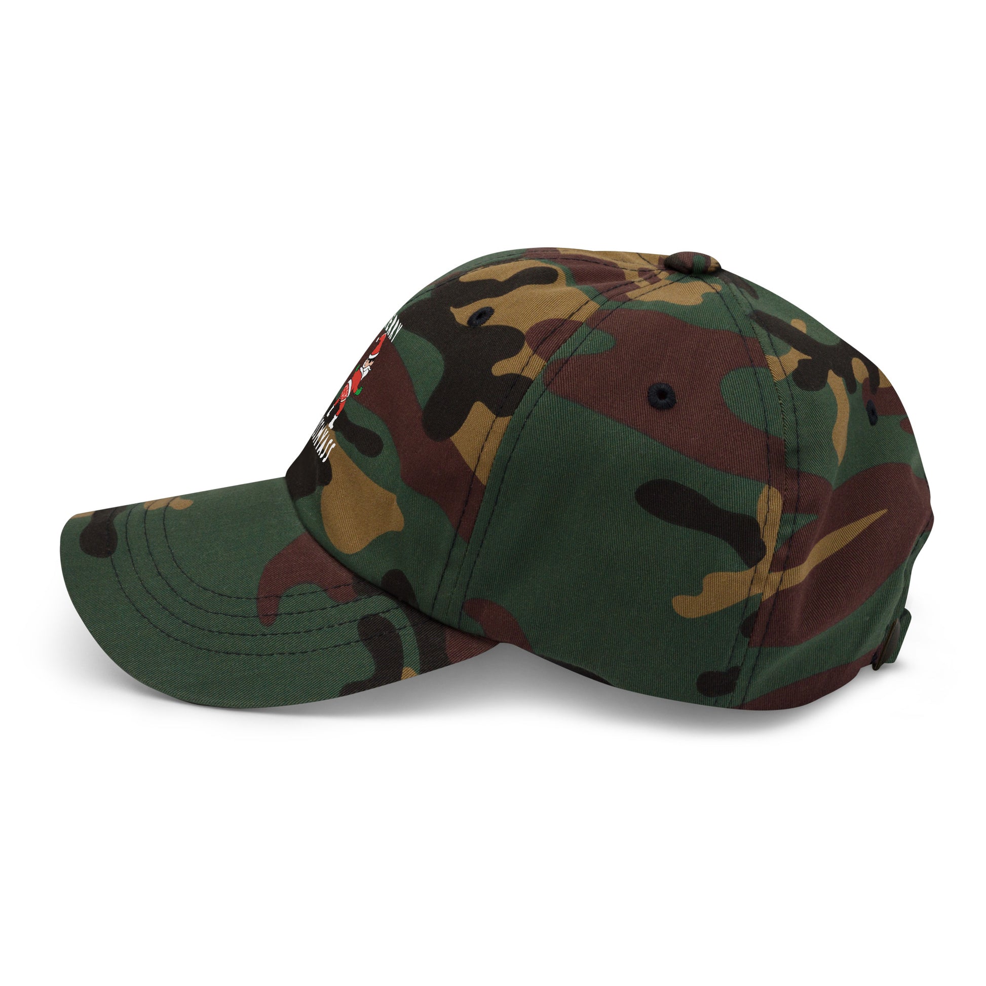 Casquette Baseball, brodée « Merry kiss my ass », en Camouflage Vert, vue de côté, image 28