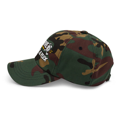 Casquette Baseball, brodée « J'arrive dès que je peux », en Camouflage Vert, vue de côté, image 28