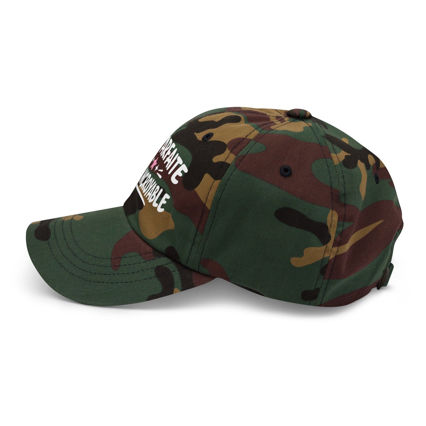 Casquette Baseball, brodée « Pas parfaite, juste incroyable », en Camouflage Vert, vue de côté, image 28