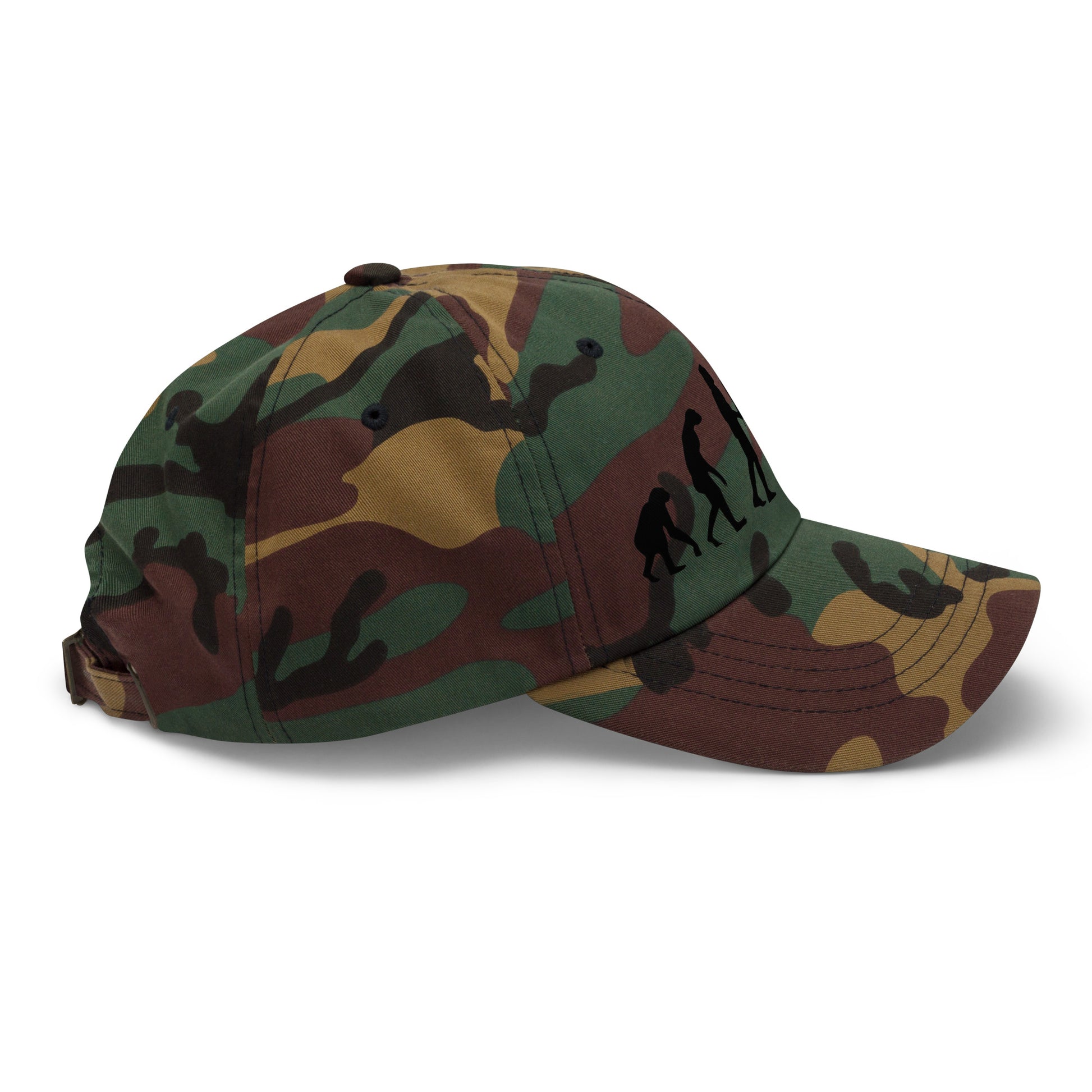 Casquette Baseball, brodée « Evolution de l'homme jusqu'à un guitariste », en Camouflage Vert, vue de côté, image 41