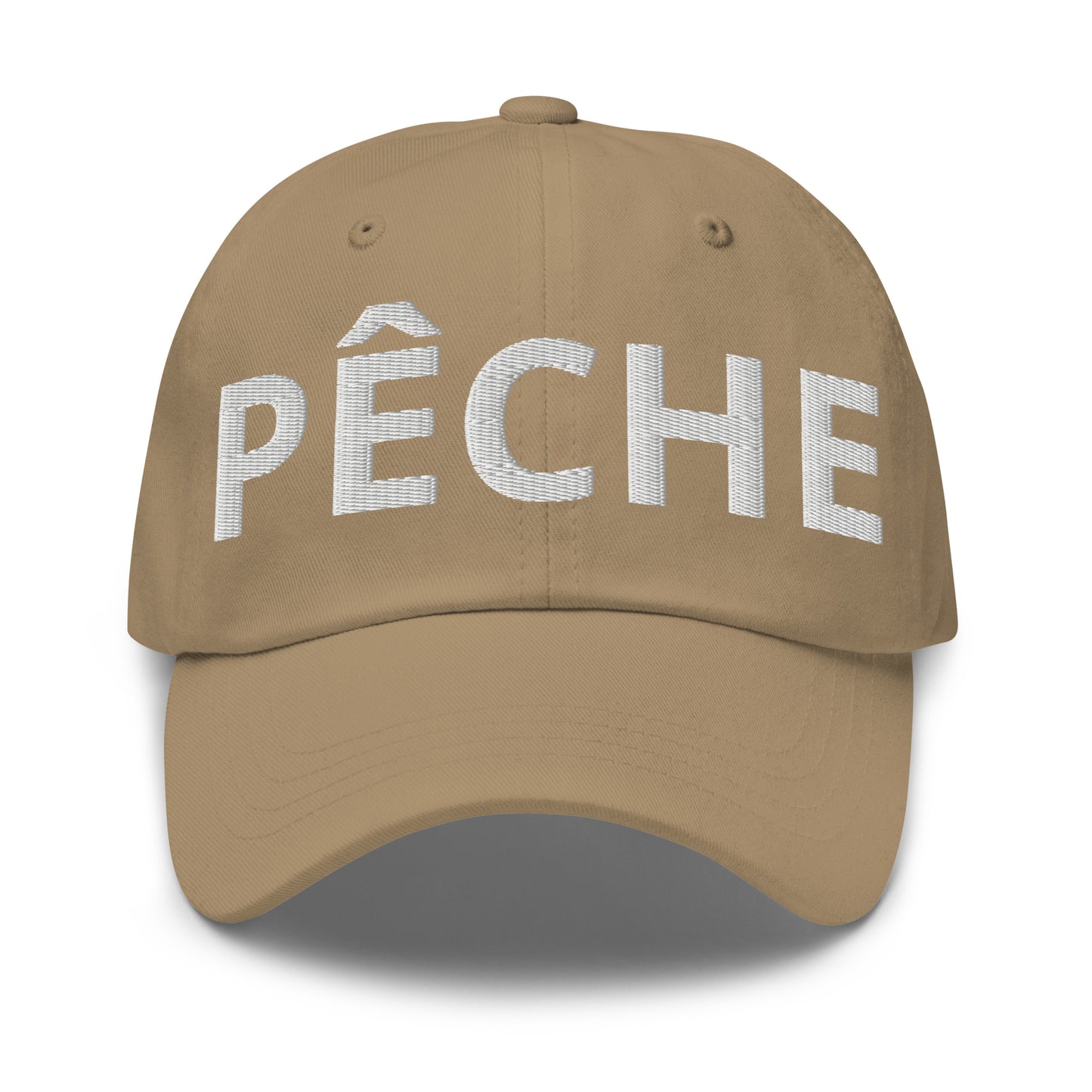 Casquette Baseball, brodée « Pêche », en Kaki, vue de face, image 6