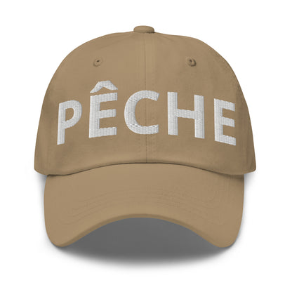 Casquette Baseball, brodée « Pêche », en Kaki, vue de face, image 6