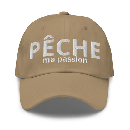 Casquette Baseball, brodée « Pêche ma passion », en Kaki, vue de face, image 6