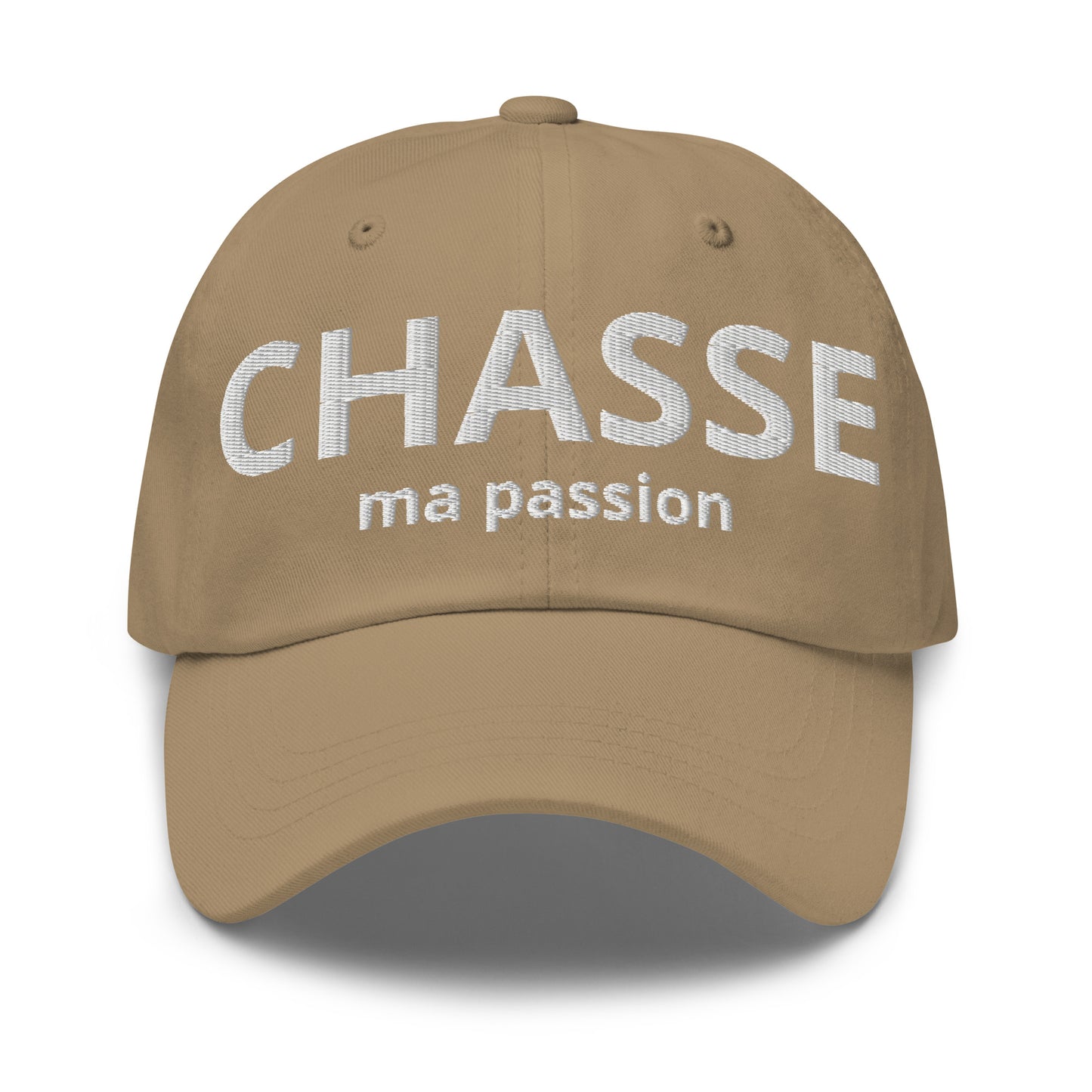 Casquette Baseball, brodée « Chasse ma passion », en Kaki, vue de face, image 7