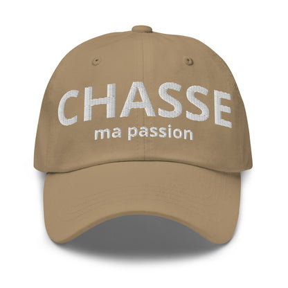 Casquette Baseball, brodée « Chasse ma passion », en Kaki, vue de face, image 7