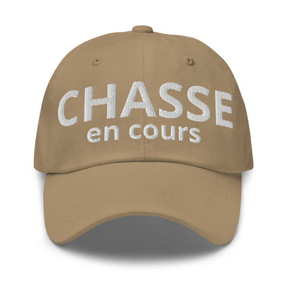 Casquette Baseball, brodée « Chasse en cours », en Kaki, vue de face, image 6
