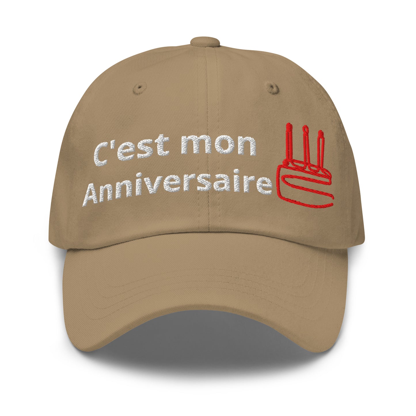 Casquette Baseball, brodée « C'est mon anniversaire », en Kaki, vue de face, image 7