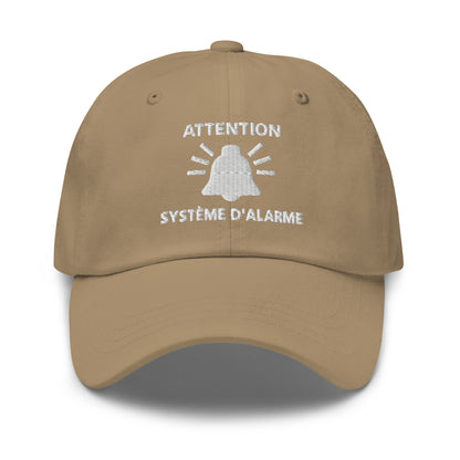 Casquette Baseball, brodée « Attention, système d'alarme », en Kaki, vue de face, image 6