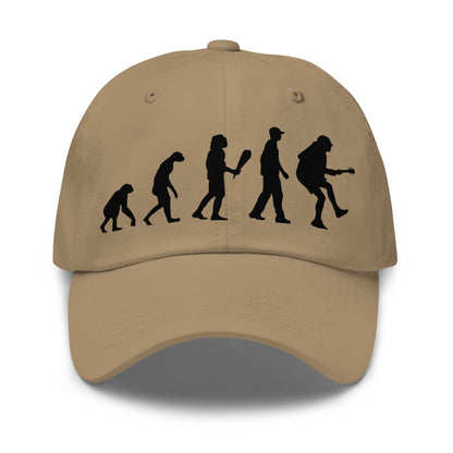Casquette Baseball, brodée « Evolution de l'homme jusqu'à un guitariste », en Kaki, vue de face, image 7