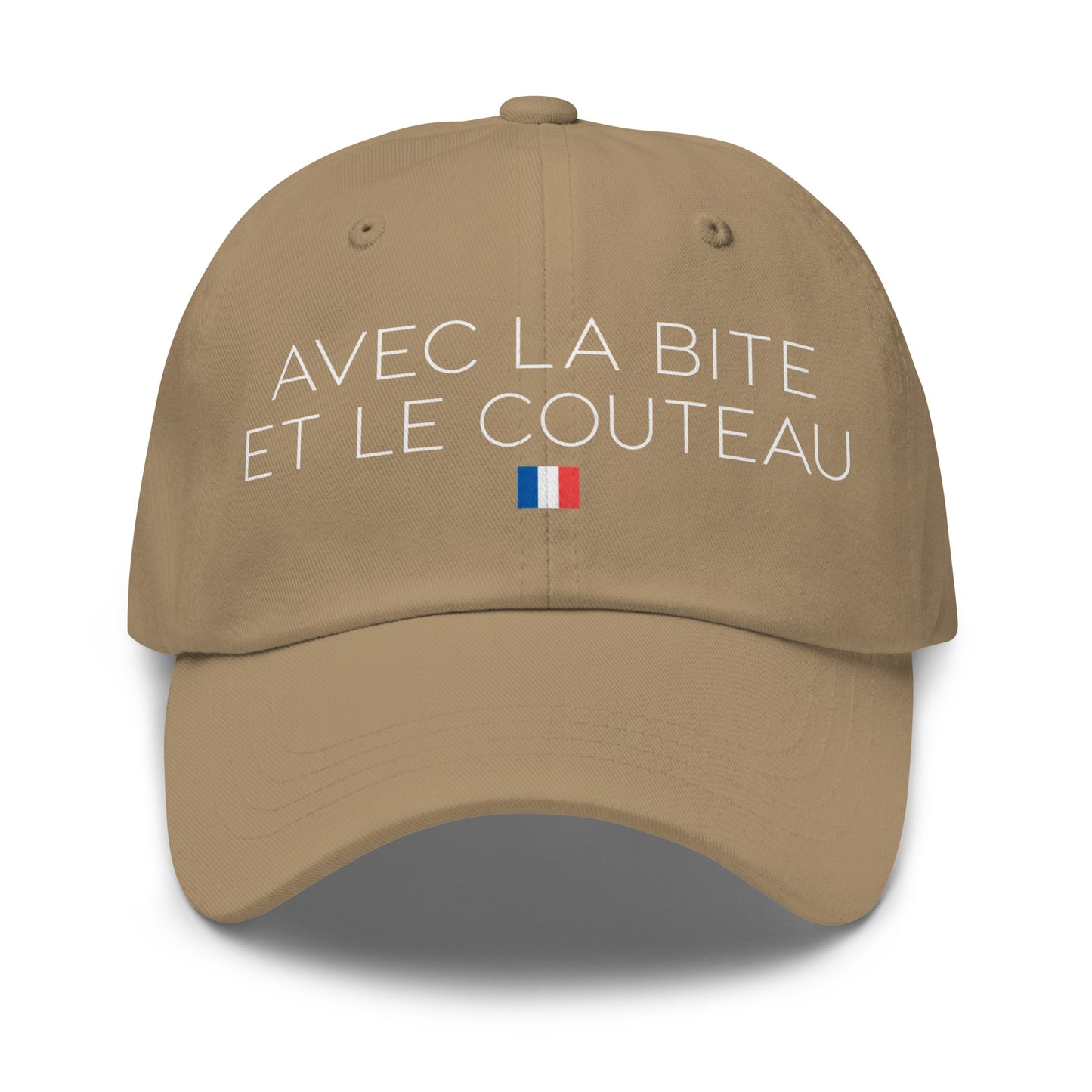 Casquette Baseball, brodée « Avec la bite et le couteau », en Kaki, vue de face, image 31