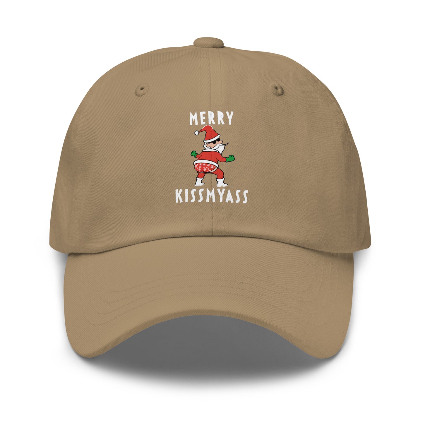 Casquette Baseball, brodée « Merry kiss my ass », en Kaki, vue de face, image 31