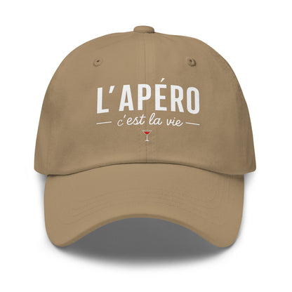 Casquette Baseball, brodée « L'apéro c'est la vie », en Kaki, vue de face, image 32
