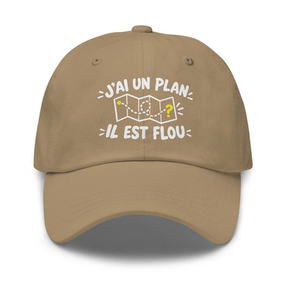 Casquette Baseball, brodée « J'ai un plan, il est flou », en Kaki, vue de face, image 31