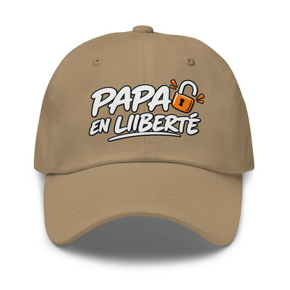 Casquette Baseball, brodée « Papa en liberté », en Kaki, vue de face, image 31