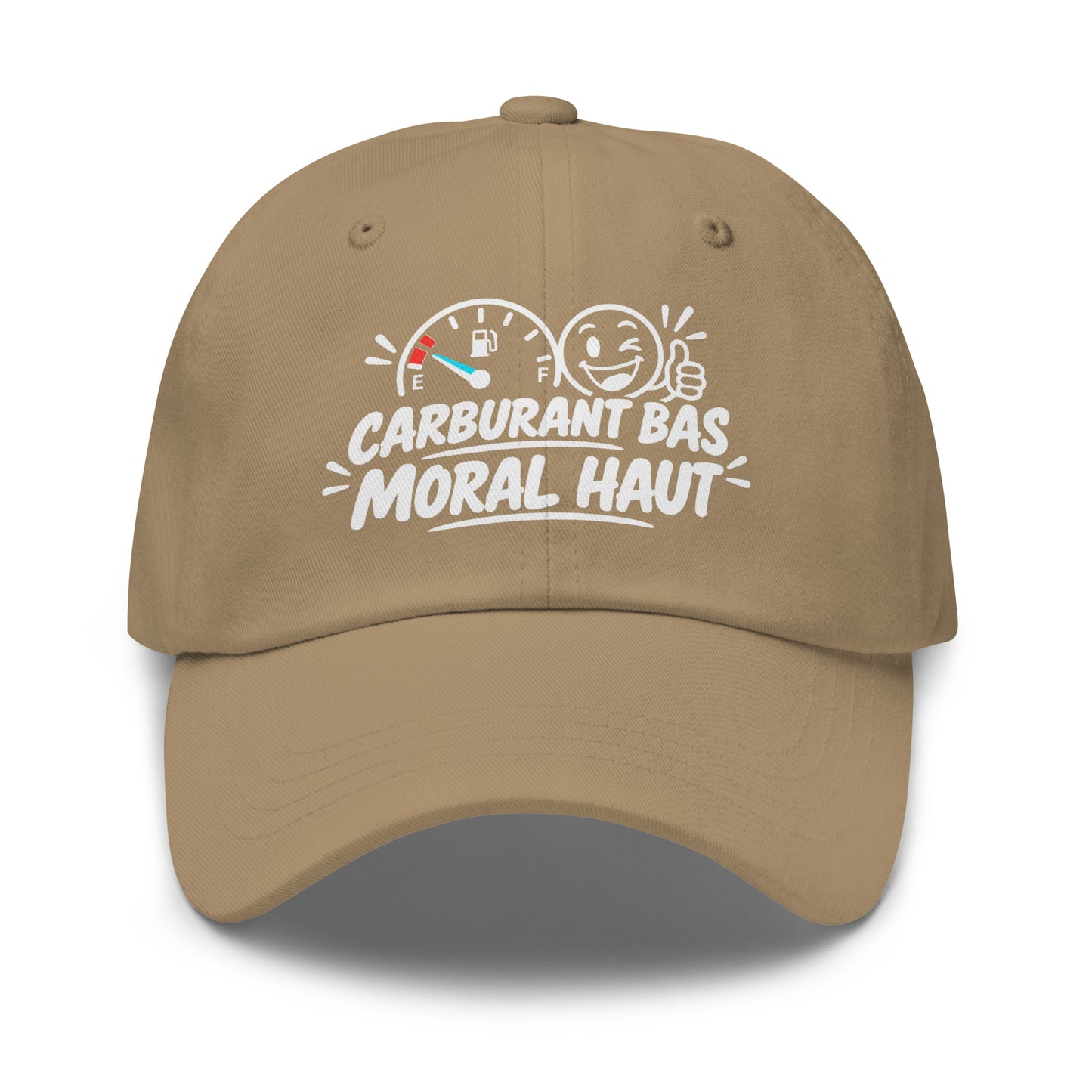 Casquette Baseball, brodée « Carburant bas, moral haut », en Kaki, vue de face, image 31