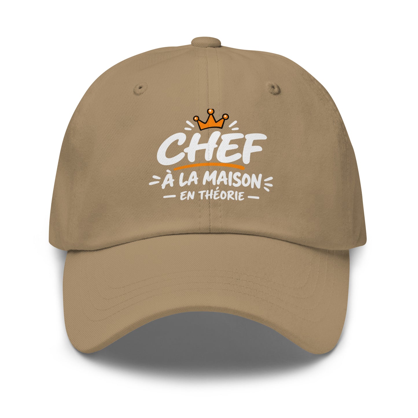 Casquette Baseball, brodée « Chef à la maison, en théorie », en Kaki, vue de face, image 32