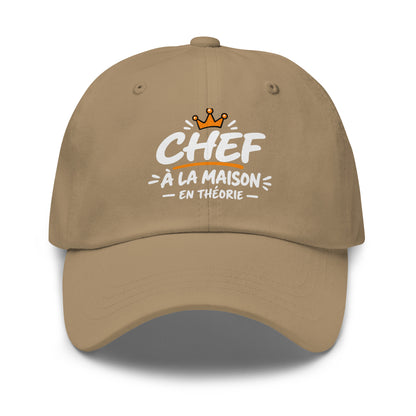 Casquette Baseball, brodée « Chef à la maison, en théorie », en Kaki, vue de face, image 32