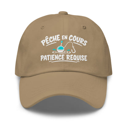 Casquette Baseball, brodée « Pêche en cours, patience requise », en Kaki, vue de face, image 31