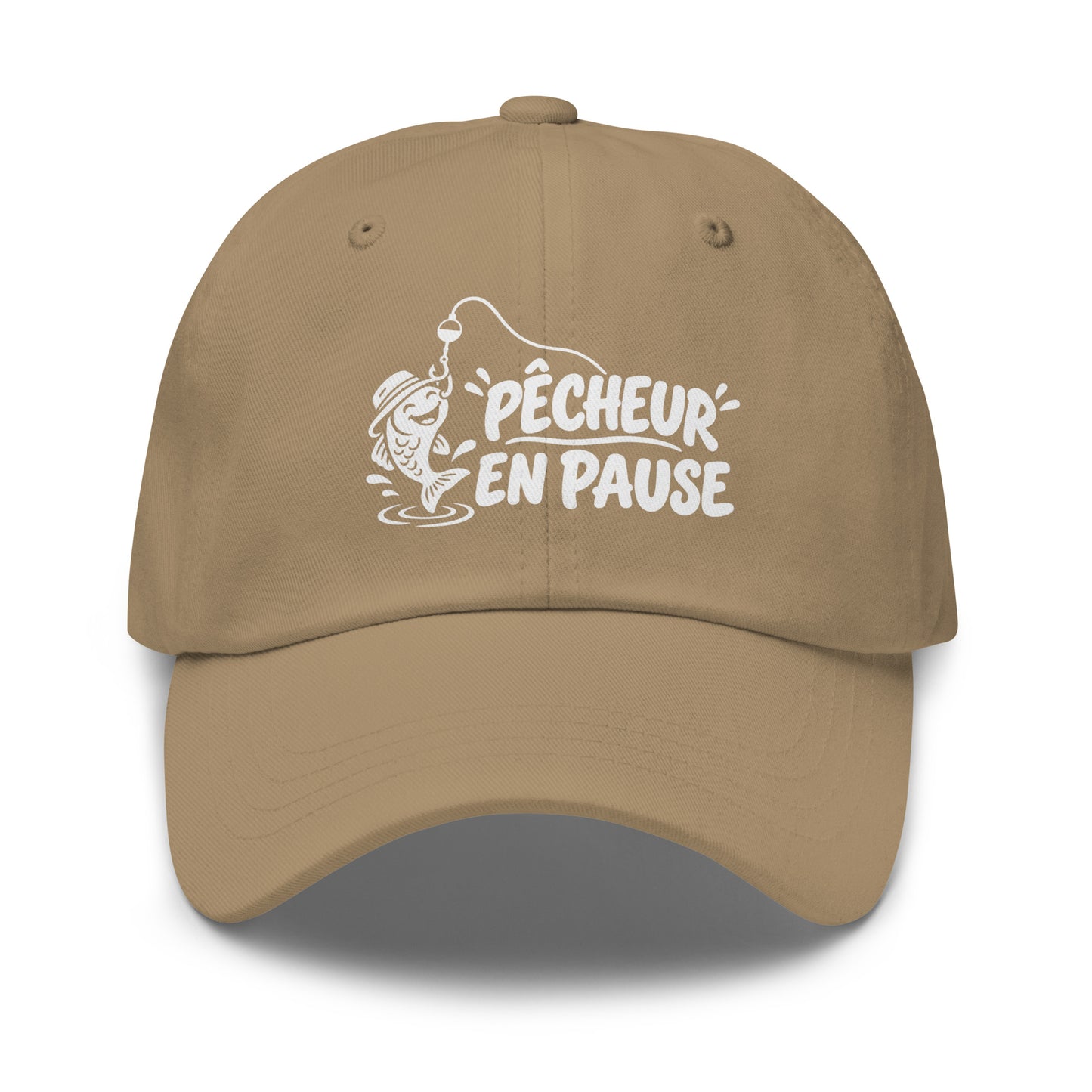 Casquette Baseball, brodée « Pêcheur en pause », en Kaki, vue de face, image 31