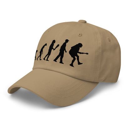 Casquette Baseball, brodée « Evolution de l'homme jusqu'à un guitariste », en Kaki, vue de trois quarts, image 43