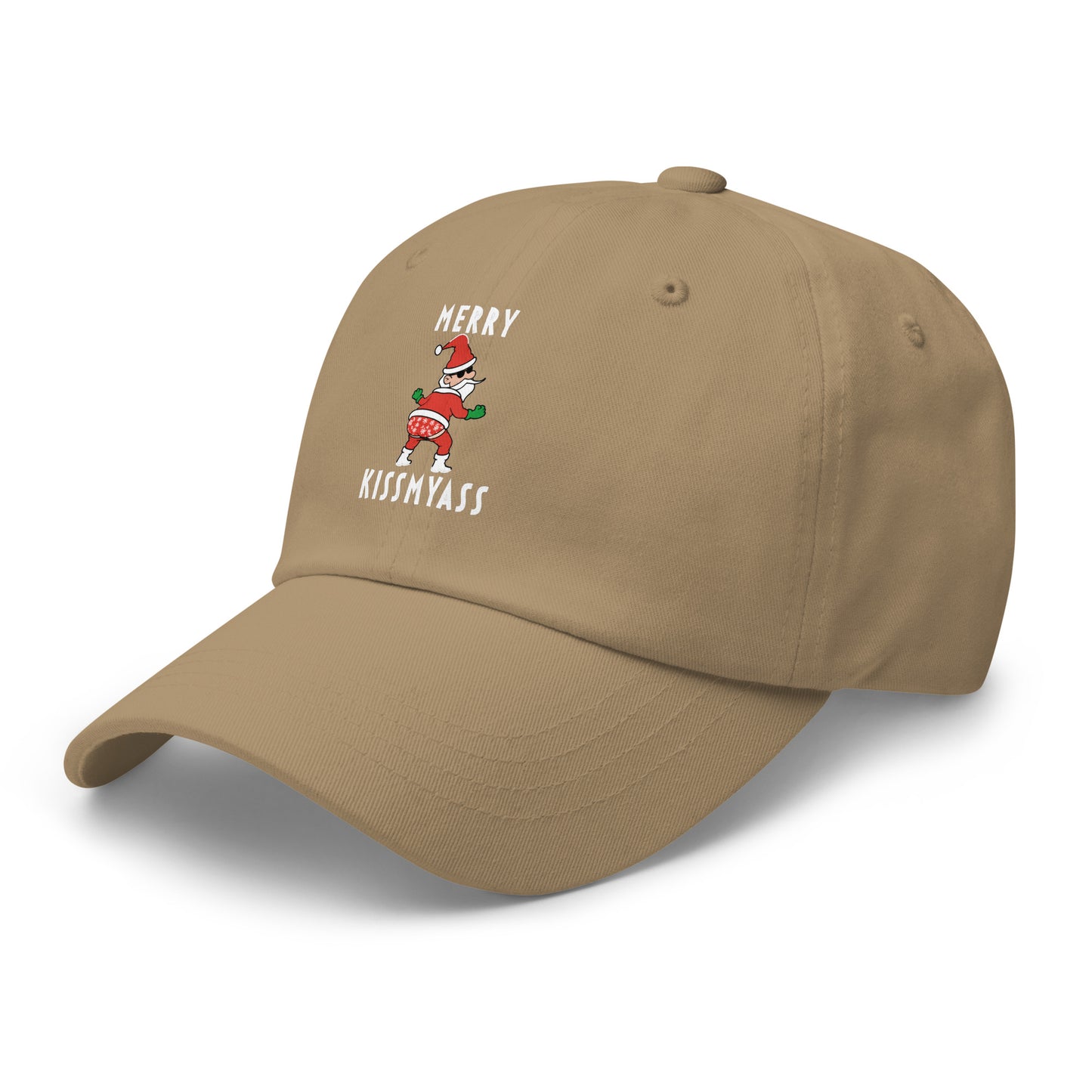 Casquette Baseball, brodée « Merry kiss my ass », en Kaki, vue de trois quarts, image 33