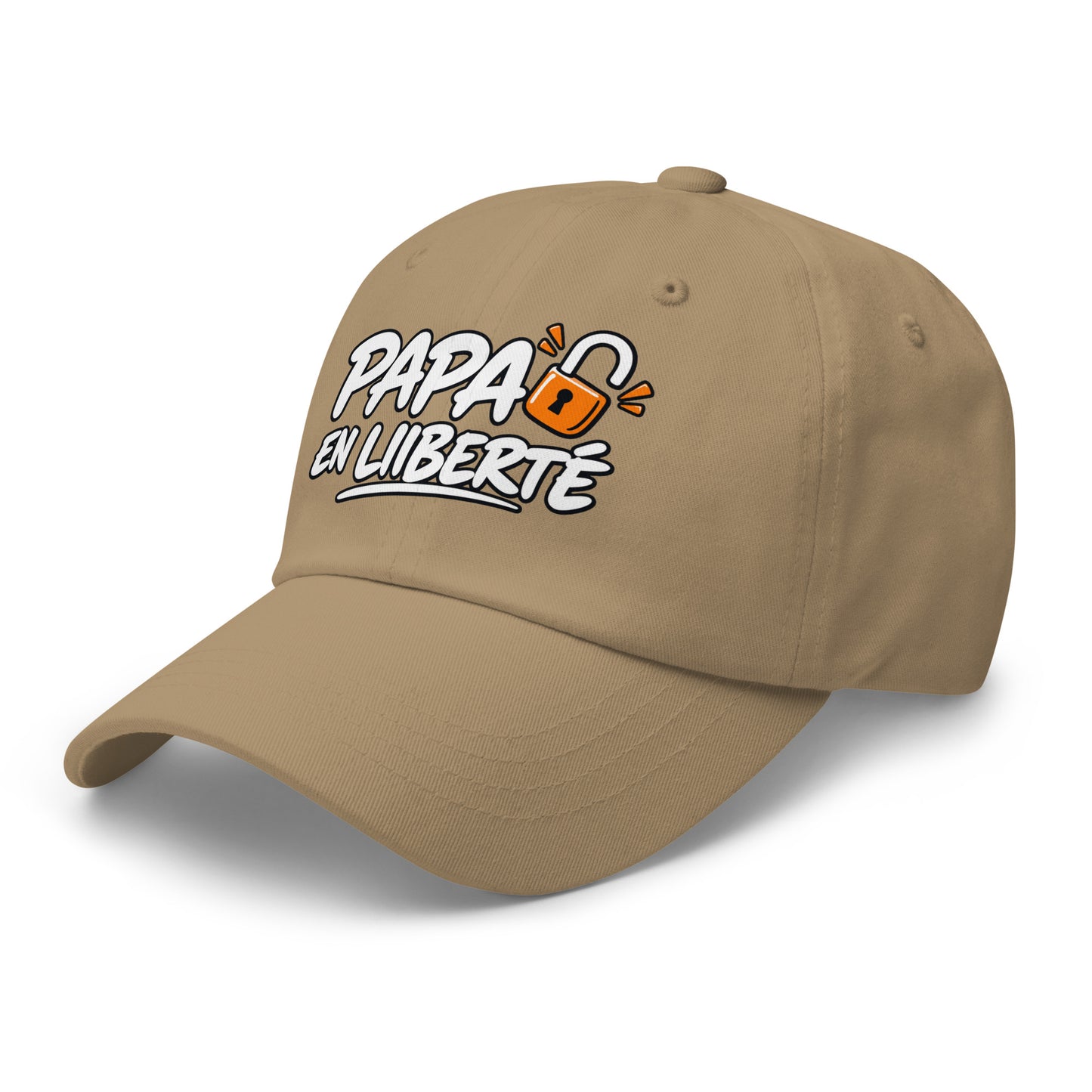 Casquette Baseball, brodée « Papa en liberté », en Kaki, vue de trois quarts, image 33