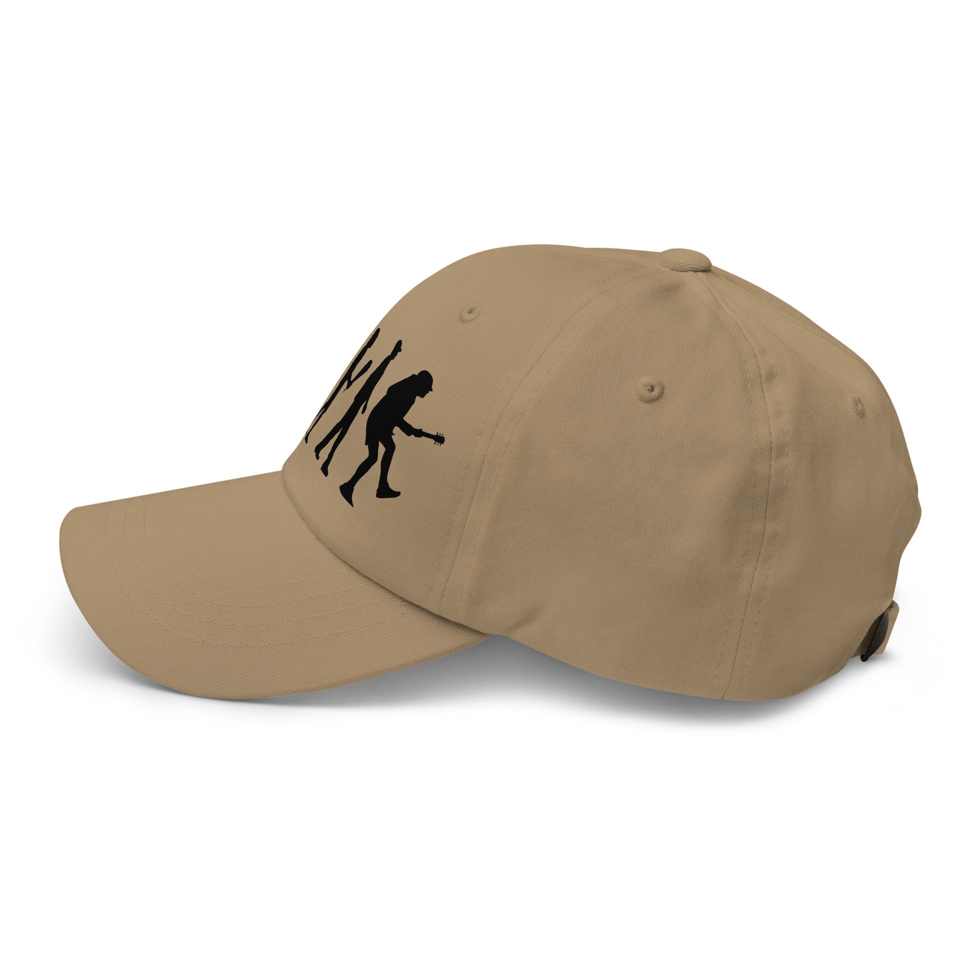 Casquette Baseball, brodée « Evolution de l'homme jusqu'à un guitariste », en Kaki, vue de côté, image 44
