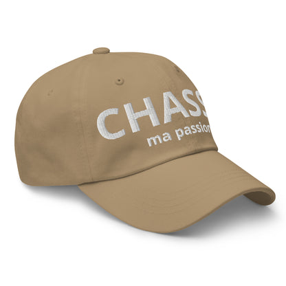 Casquette Baseball, brodée « Chasse ma passion », en Kaki, vue de trois quarts, image 36